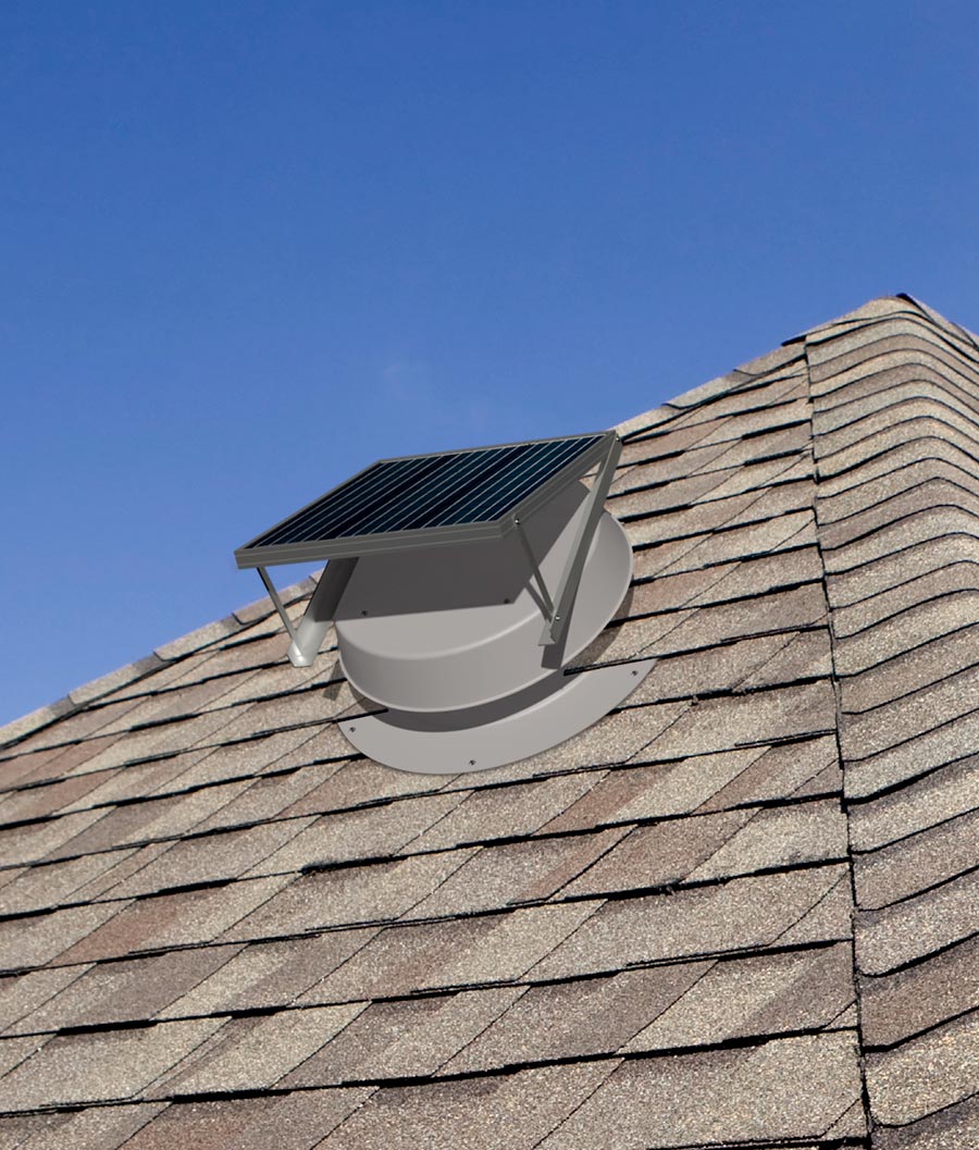 NLES gray adjustable solar panel fan on roof