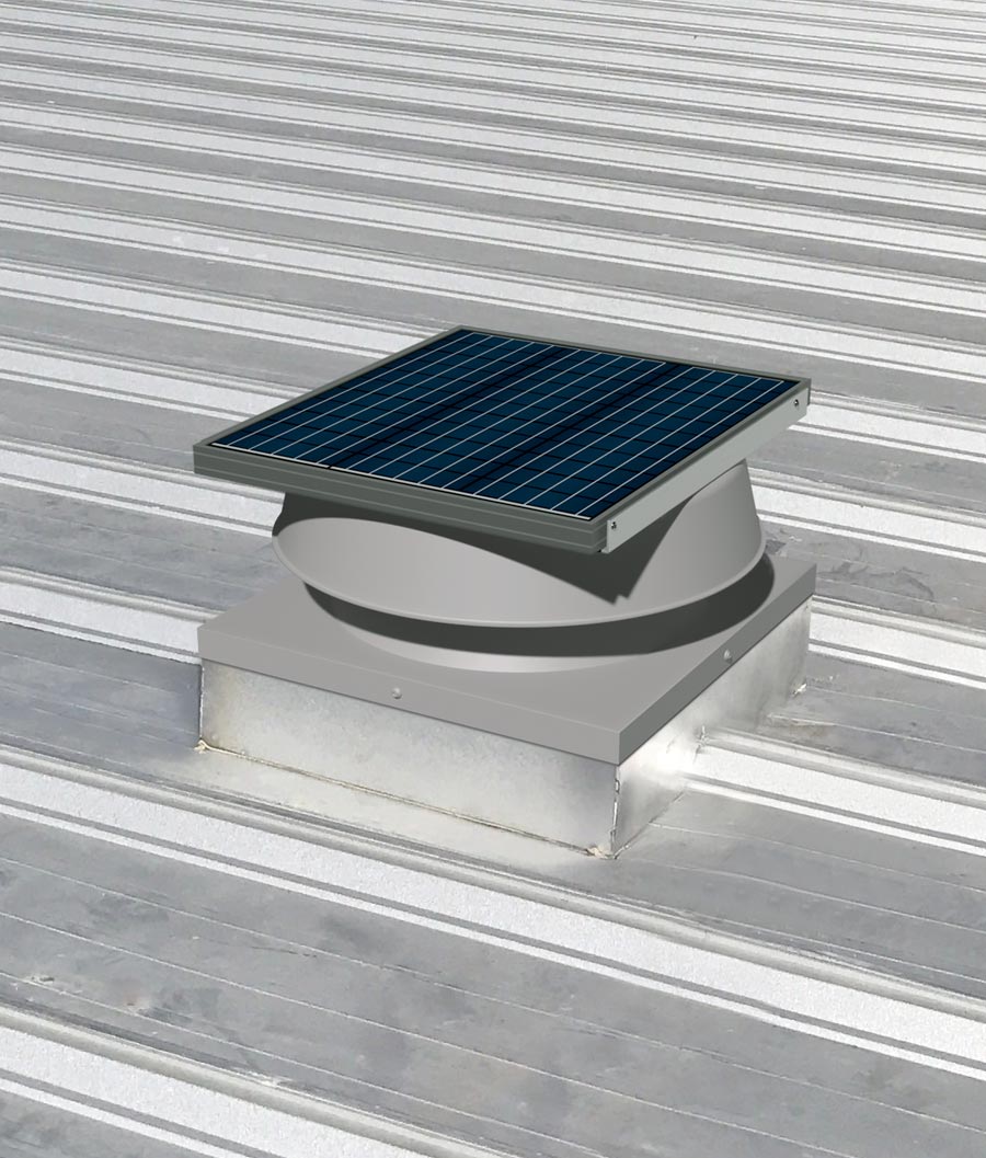 Natural Light curb mount fan with pre-built curb on metal roof