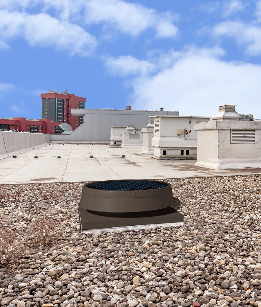 Natural Light curb mount low profile fan gravel roof